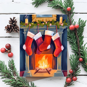 Cartes Pour Fêtes Annuelles Nuit Sainte   Aquarelle de bas de Noël
