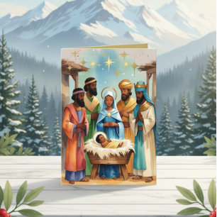 Cartes Pour Fêtes Annuelles Nuit Sainte Nativité Noël 