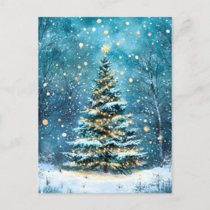 Cartes Pour Fêtes Annuelles Nuit silencieuse Arbre de Noël lumineux de la forê