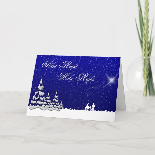 Cartes Pour Fêtes Annuelles Nuit silencieuse de Noël d'hiver (Devant)