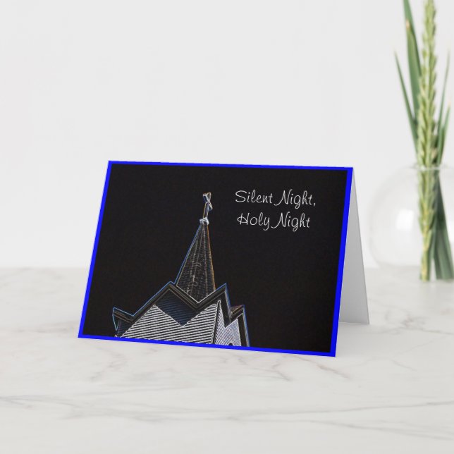 Cartes Pour Fêtes Annuelles Nuit silencieuse de Steeple d'église (Devant)