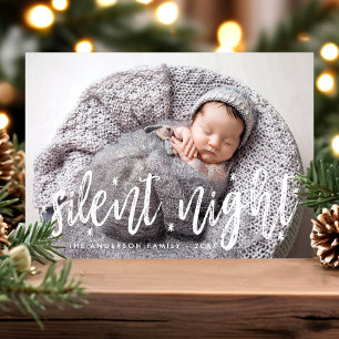 Cartes Pour Fêtes Annuelles Nuit silencieuse Photo de bébé moderne de Noël