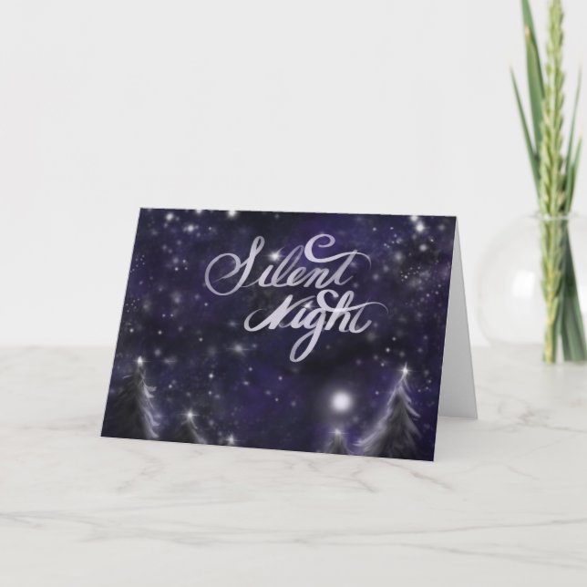 Cartes Pour Fêtes Annuelles Nuit silencieuse - romantique Fête de neige (Devant)