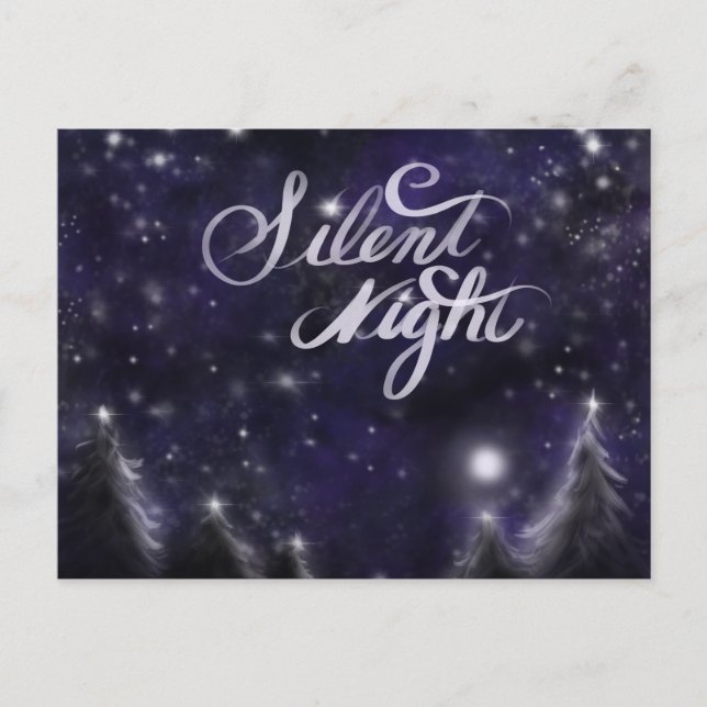 Cartes Pour Fêtes Annuelles Nuit silencieuse - romantique Fête de neige (Devant)