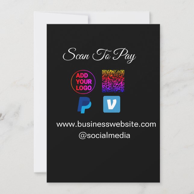 Cartes Pour Fêtes Annuelles numériser pour payer ajouter logo code q r paypal  (Devant)