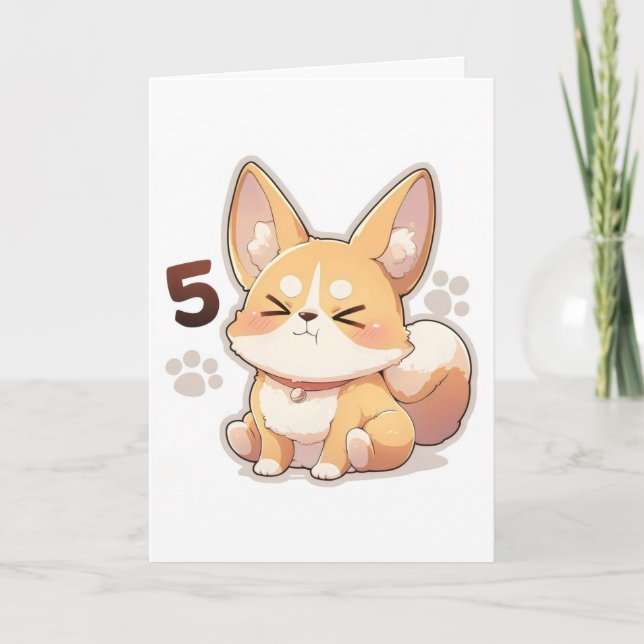 Cartes Pour Fêtes Annuelles Numéro cinq Chien d'anime (Devant)
