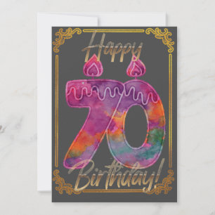 Cartes Pour Fêtes Annuelles Numéro de série avec Gold 70th Birthday Card