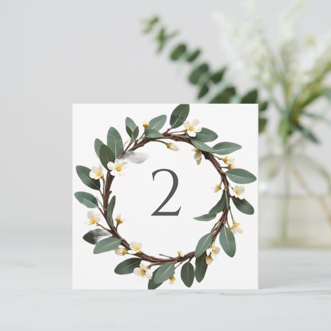Cartes Pour Fêtes Annuelles Numéro de tableau bordure florale (Debout devant)