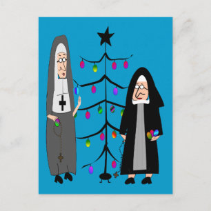 Cartes Pour Fêtes Annuelles Nun Dons "Décorer l'arbre de Noël"