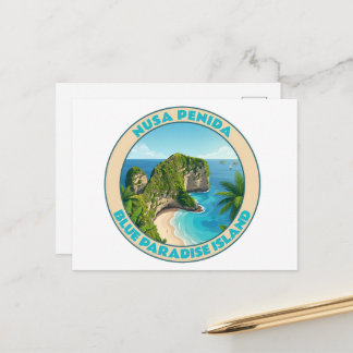 Cartes Pour Fêtes Annuelles Nusa Penida Bali plage de Kelingking voyage vintag