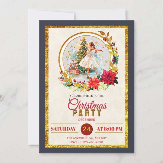 Cartes Pour Fêtes Annuelles Nutcracker Ballet Ballerina - Christmas Party (Devant)