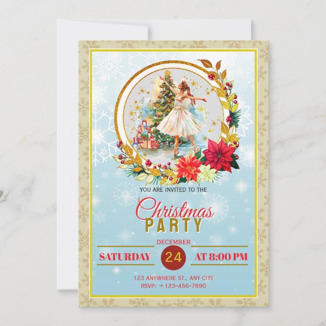 Cartes Pour Fêtes Annuelles Nutcracker Ballet Ballerina - Christmas Party (Devant)