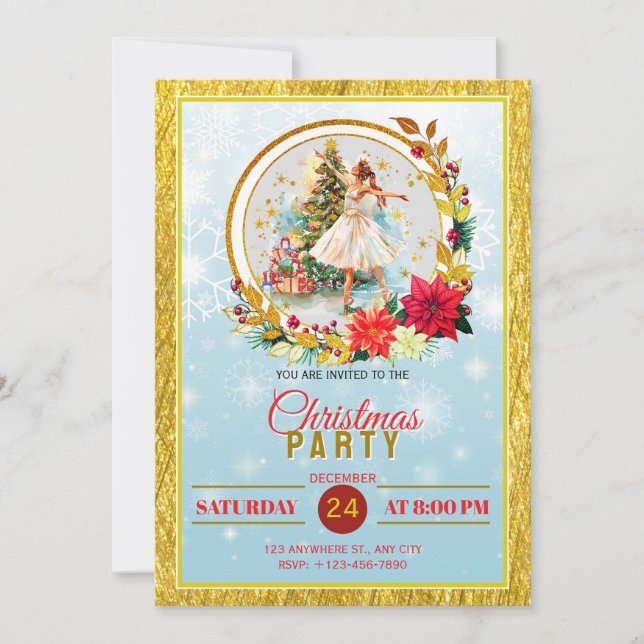 Cartes Pour Fêtes Annuelles Nutcracker Ballet Ballerina - Christmas Party (Devant)