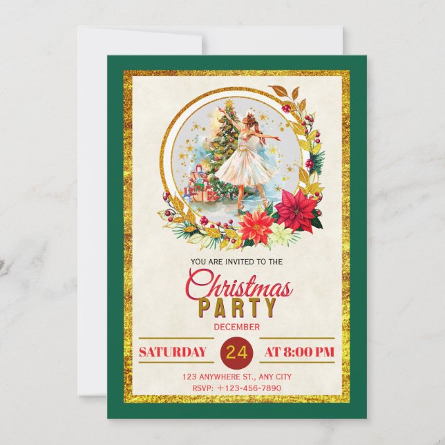 Cartes Pour Fêtes Annuelles Nutcracker Ballet Ballerina - Christmas Party (Devant)