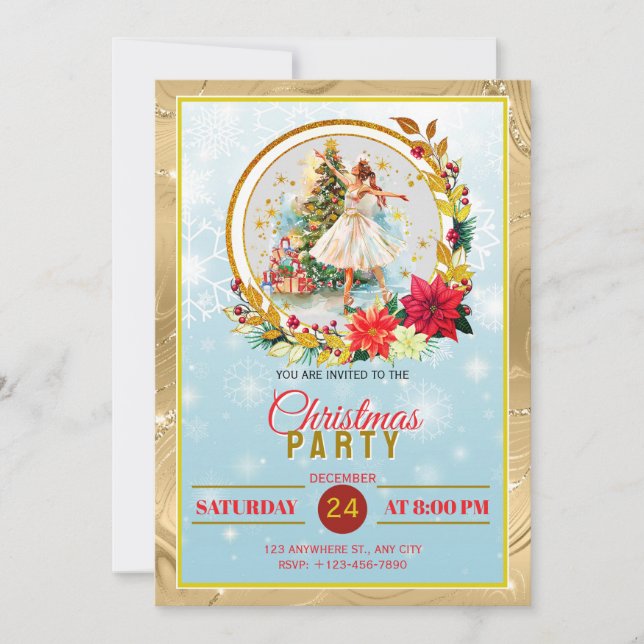 Cartes Pour Fêtes Annuelles Nutcracker Ballet Ballerina - Christmas Party (Devant)