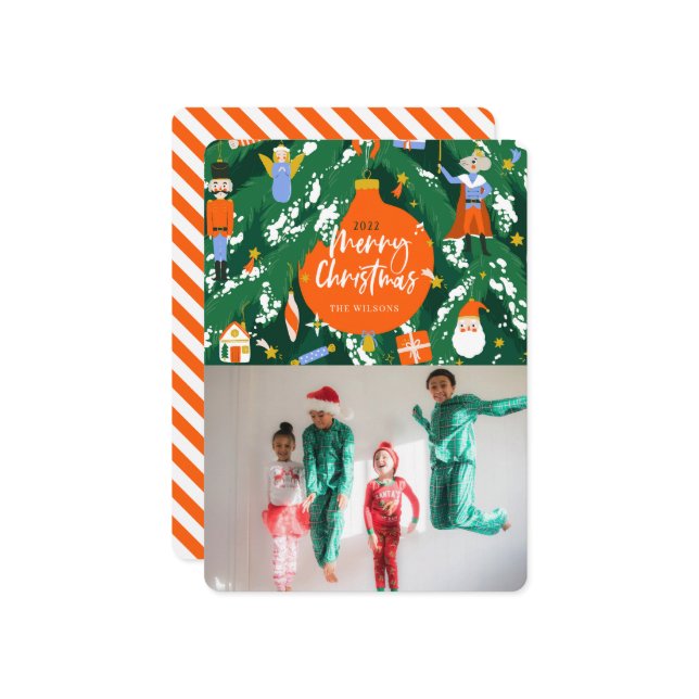 Cartes Pour Fêtes Annuelles Nutcracker Christmas Tree Photo Holiday Card (Devant/Arrière en situation)