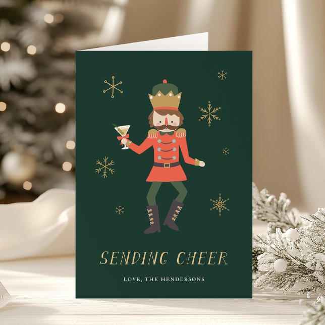 Cartes Pour Fêtes Annuelles Nutcracker Cocktail "Sending Cheer" Christmas (Créateur téléchargé)
