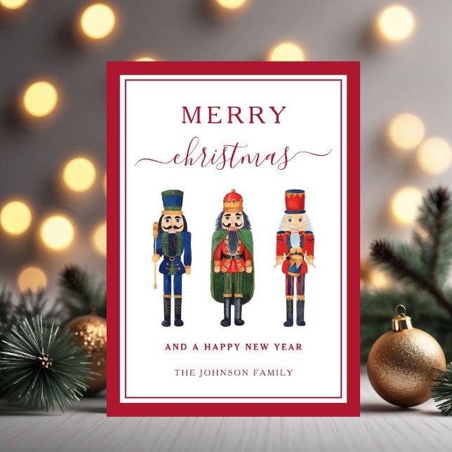 Cartes Pour Fêtes Annuelles Nutcracker mignon Joyeux Noël (Cute Nutcracker Merry Christmas Holiday Card)