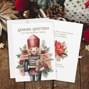 Cartes Pour Fêtes Annuelles Nutcracker Noël de vacances Poinsettias