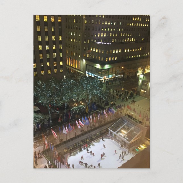 Cartes Pour Fêtes Annuelles NYC Rockefeller Center Patinoire de patinage de No (Devant)