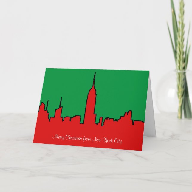 Cartes Pour Fêtes Annuelles NYC Skyline: ESB Christmas Silhouette (Devant)