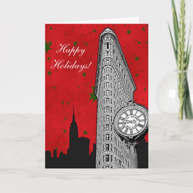 Cartes Pour Fêtes Annuelles NYC Skyline Etted Flatiron 2 Christmas Holiday (Devant)