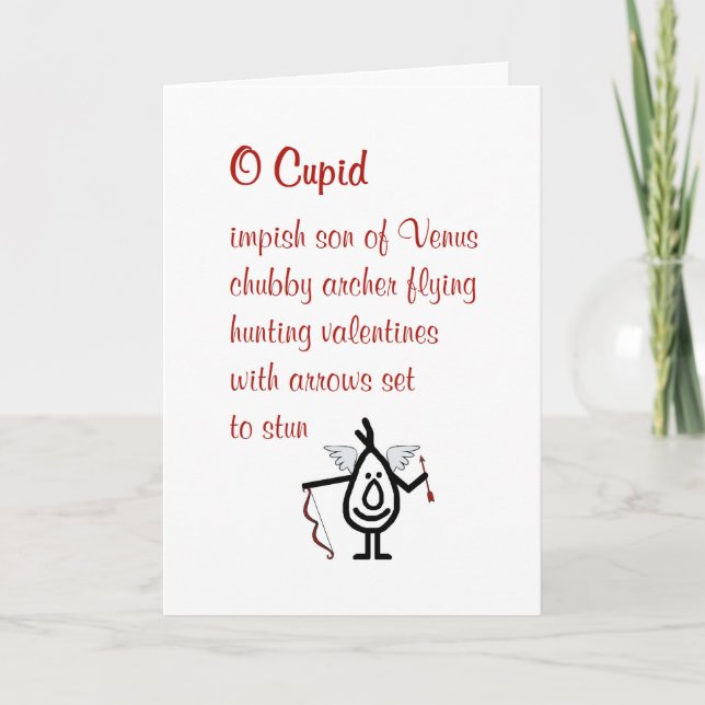 Cartes Pour Fêtes Annuelles O Cupid - un poème drôle pour votre Saint Valentin (Devant)
