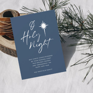 Cartes Pour Fêtes Annuelles O Étoile minimaliste de la nuit Sainte Bethléem Bl