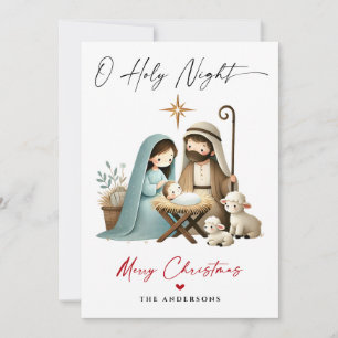 Cartes Pour Fêtes Annuelles O Holy Night Christmas Nativité Scene Famille Phot