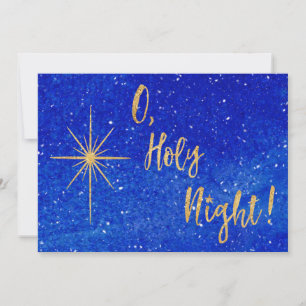 Cartes Pour Fêtes Annuelles O Holy Night Gold Star Blue Religieux
