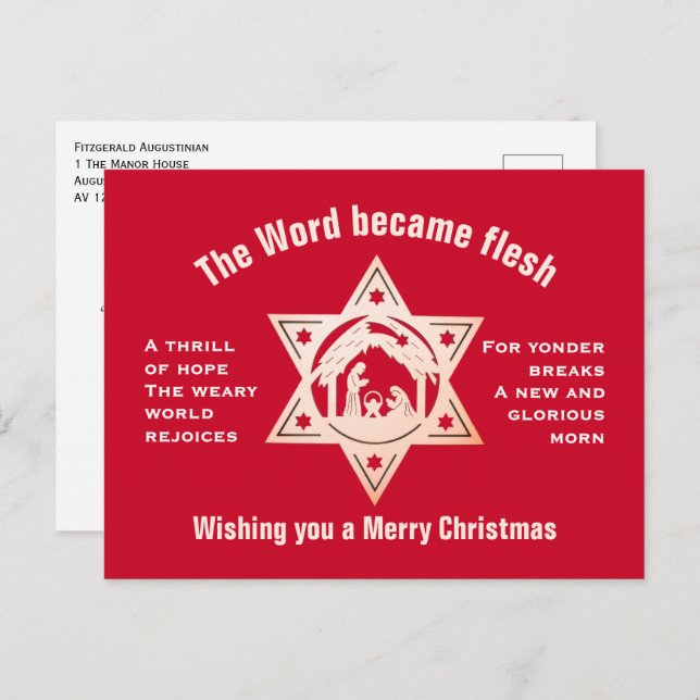 Cartes Pour Fêtes Annuelles O HOLY NIGHT Nativity Christmas (Devant / Derrière)