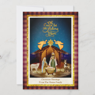 Cartes Pour Fêtes Annuelles "O venez, adorons-le" Noël de la Nativité