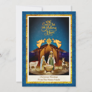 Cartes Pour Fêtes Annuelles "Ô venez, adorons-le" Noël de la Nativité