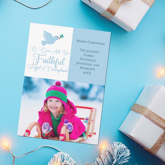 Cartes Pour Fêtes Annuelles O Venez tous vos fidèles Photo de famille Noël (Créateur téléchargé)