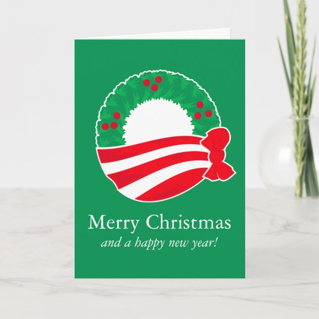 Cartes Pour Fêtes Annuelles Obama Holiday Wreath (Devant)