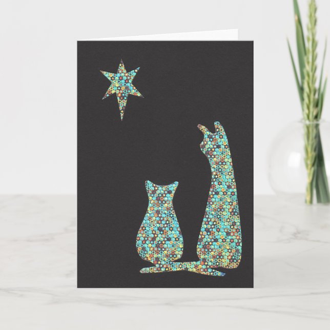Cartes Pour Fêtes Annuelles observation des étoiles de chats (Devant)
