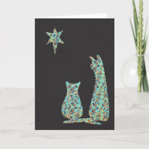 Cartes Pour Fêtes Annuelles observation des étoiles de chats