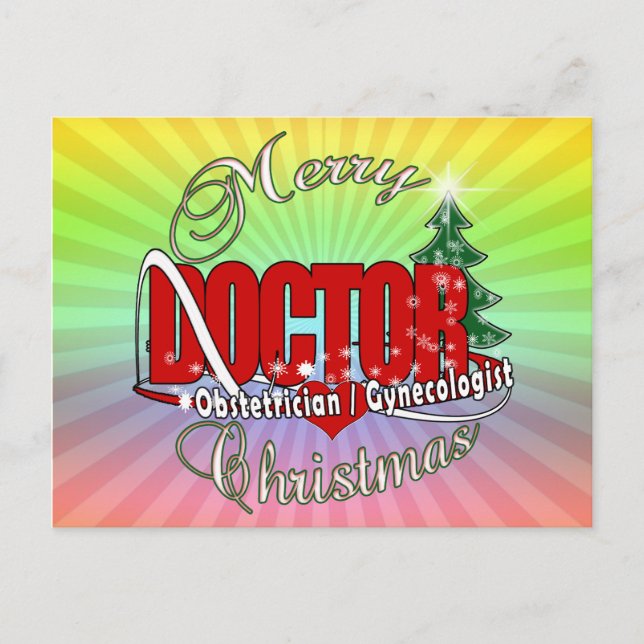 CARTES POUR FÊTES ANNUELLES OBSTÉTRICIEN / GYNÉCOLOGUE MÉDECIN DE NOËL (Devant)