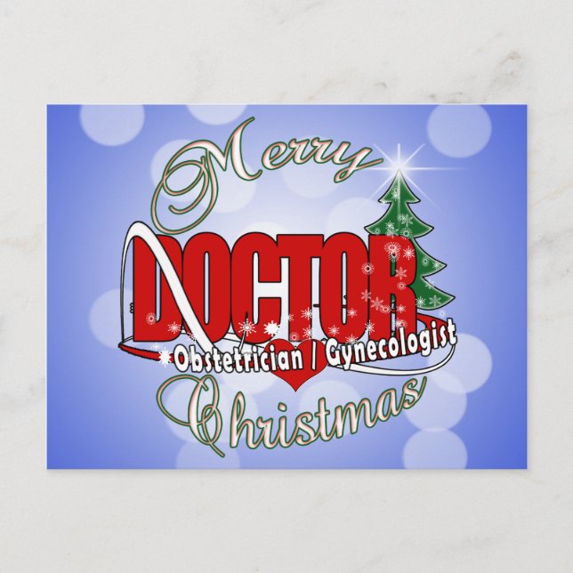 CARTES POUR FÊTES ANNUELLES OBSTÉTRICIEN / GYNÉCOLOGUE MÉDECIN DE NOËL (Devant)