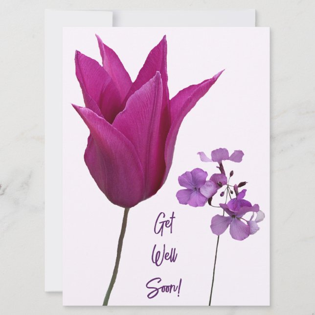 Cartes Pour Fêtes Annuelles Obtenez bien bientôt floral rose violet fleuri amo (Devant)