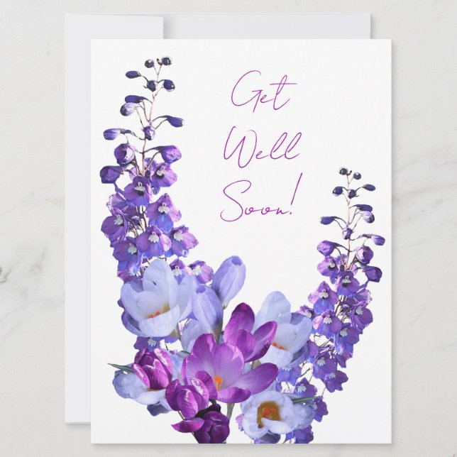 Cartes Pour Fêtes Annuelles Obtenez bien bientôt joli violet fleuri belle fun (Devant)