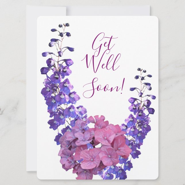 Cartes Pour Fêtes Annuelles Obtenez bien bientôt joli violet fleuri belle fun (Devant)
