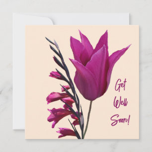 Cartes Pour Fêtes Annuelles Obtenez bien bientôt jolie fleur de tulipe rose fl