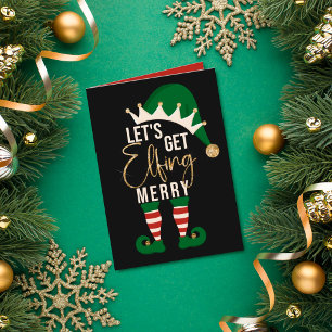 Cartes Pour Fêtes Annuelles Obtenons Elfing Joyeux Elf Parties scintillant d'o