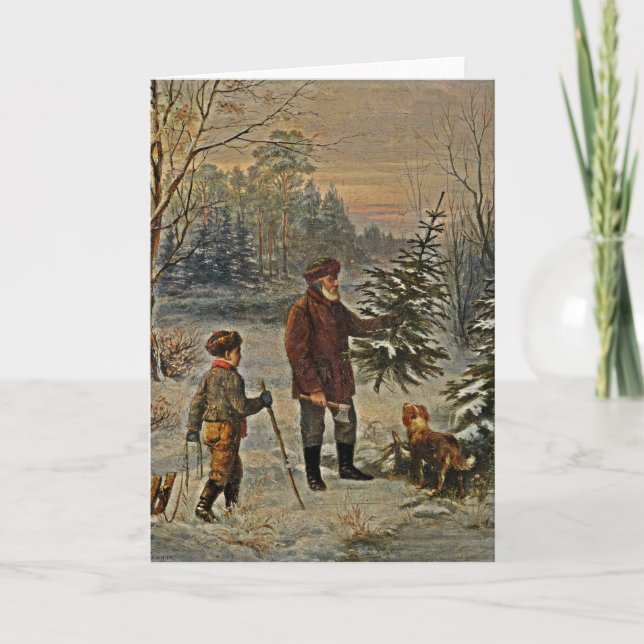 Cartes Pour Fêtes Annuelles Obtention d'un arbre de Noël (Devant)