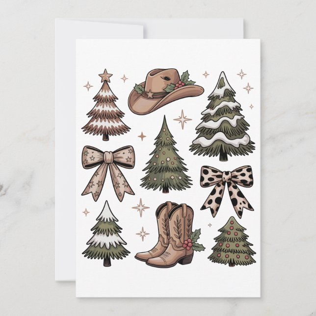 Cartes Pour Fêtes Annuelles Occidental Noël Coquette Bow Cowboy Cowgirl Bow Bo (Devant)