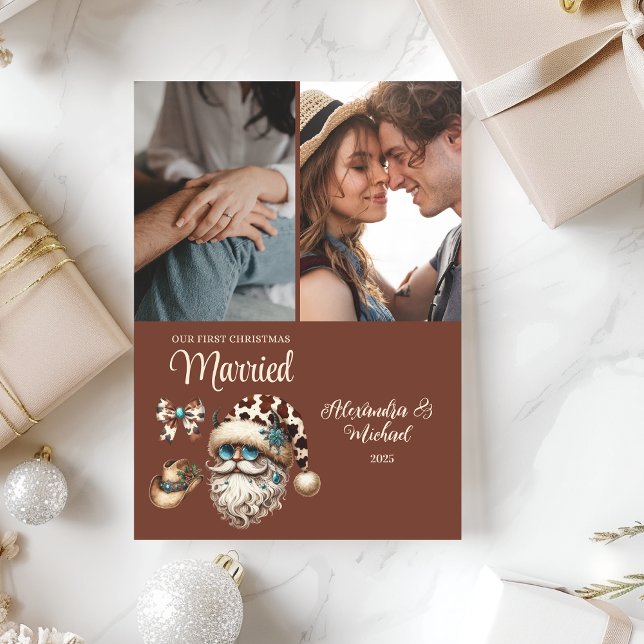 Cartes Pour Fêtes Annuelles Occidental Premier Noël Marié 2 Photo (Créateur téléchargé)
