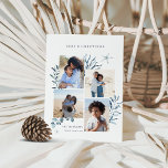 Cartes Pour Fêtes Annuelles Ocean Treasures 4 Photo Coastal Christmas<br><div class="desc">An elegant coastal holiday card design for beach or shore dwellers featuring 4 photos in a collage layout,  adorned with blue watercolor coral,  starfish,  and botanicals. "Seas & Greetings" or your choice of holiday greeting appears at the top,  with your family signature and the year at the lower left.</div>