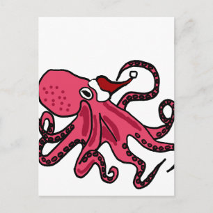 Cartes Pour Fêtes Annuelles Octopus drôle dans l'art de Noël de Santa Hat