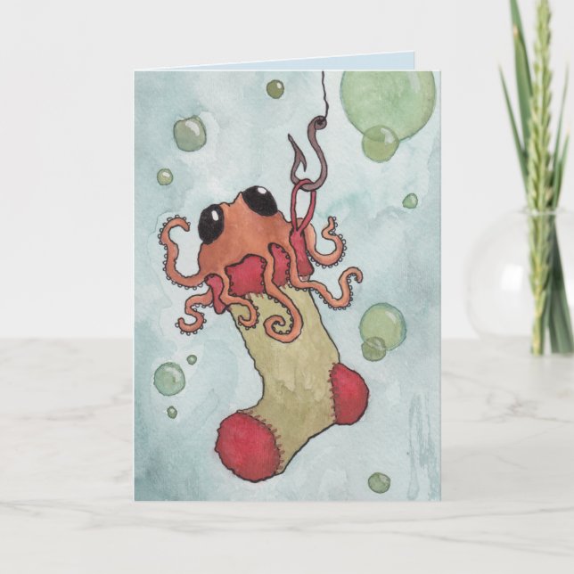 Cartes Pour Fêtes Annuelles Octopus et stockage de Noël (Devant)